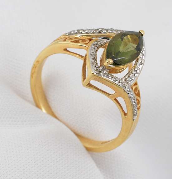 Marquise Green Tourmaline 14k Ring