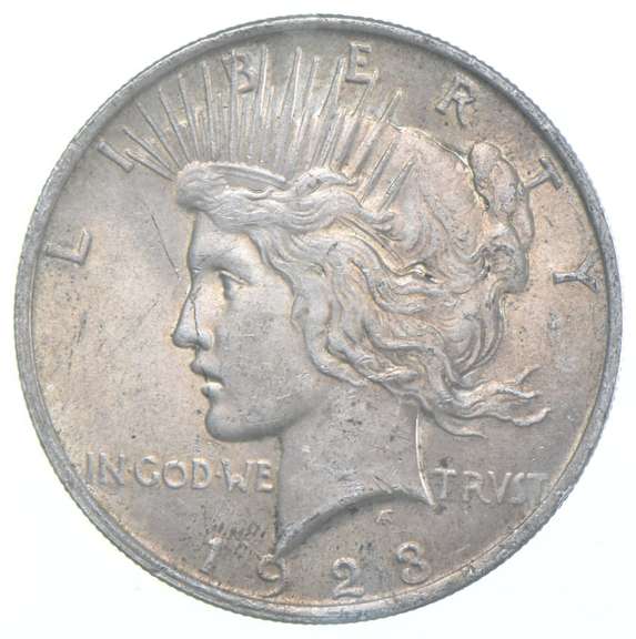 1923 Peace Silver Dollar - Wagon Wheel Lodge Stickered Back