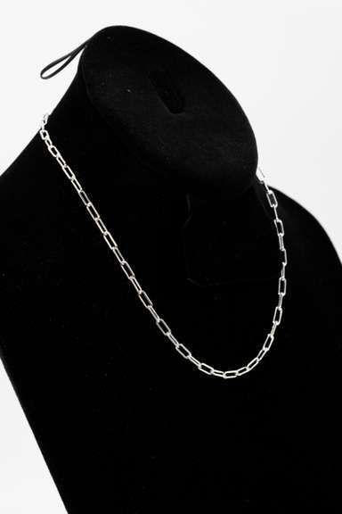 .925 Sterling Silver 3.7mm Paperclip Chain 16 Inches