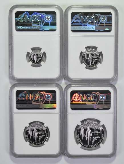 (4) PF70UCAM 2001-W $10-$100 1/10-1 Oz .999 Platinum Eagle Signed NGC