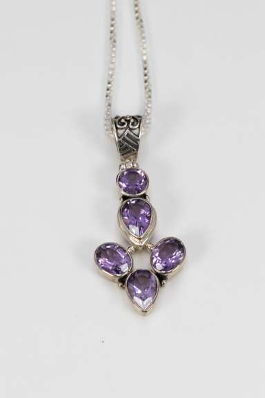 Sterling Silver Natural Amethyst Gemstone Pendant