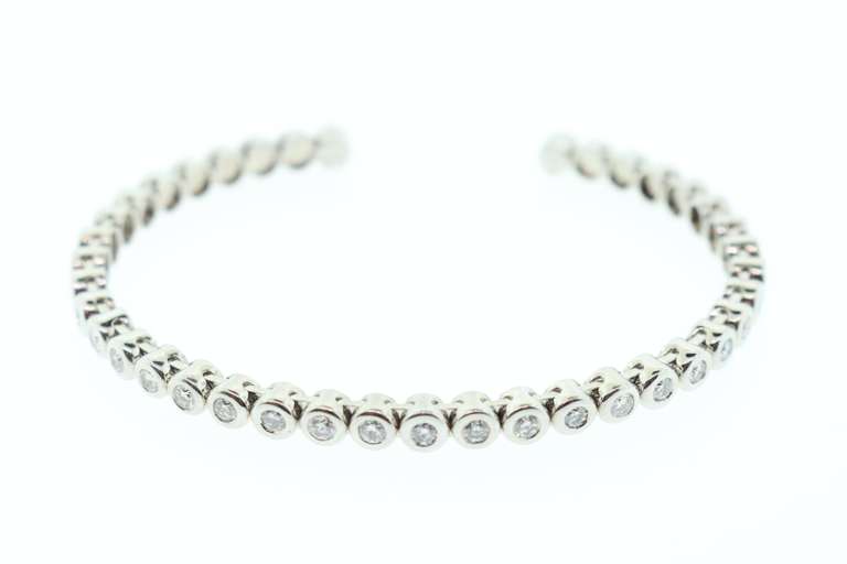LADIES 18K WHITE GOLD DIAMOND CUFF BANGLE BRACELET BY KWIAT
