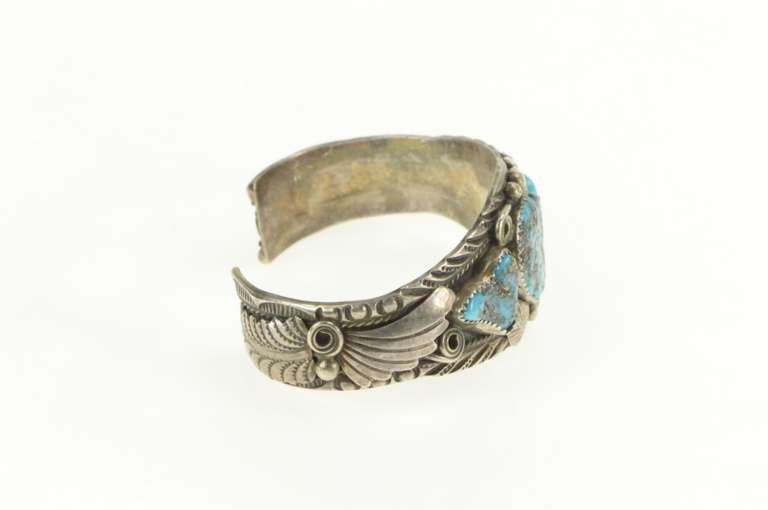 Sterling Silver Gilbert Adeky Turquoise Navajo Native Bracelet