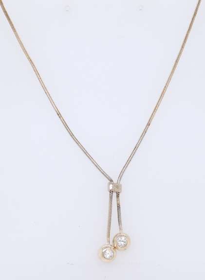 Vintage 925 Sterling Silver Snake Chain Necklace with Cubic Zirconia Dangles
