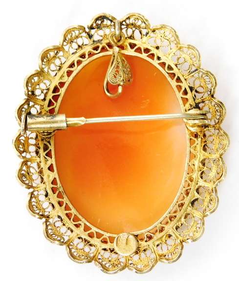 Antique 800 Silver Vermeil Religious Cameo Pin/Pendant