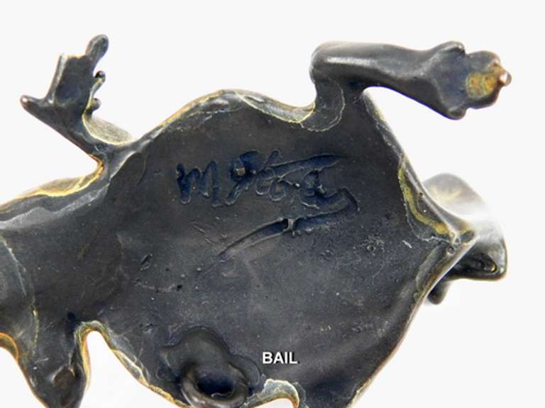 Artist Signed Metal Iguana Figure