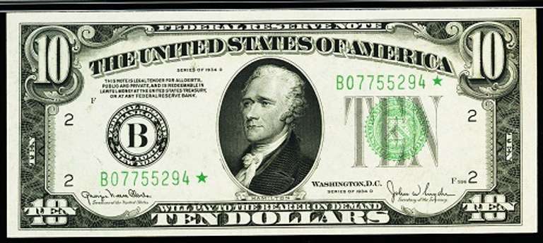 Crisp Exceptional 1934D $10 Star Note New York-Very Tough This Nice!