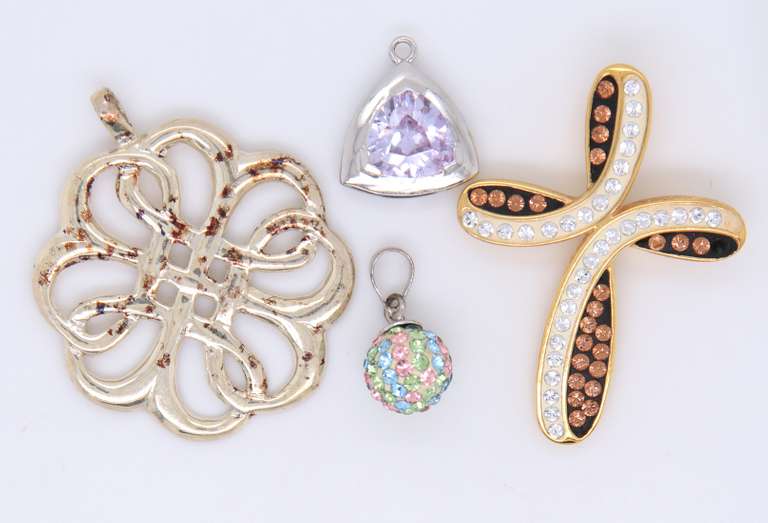 Group Lot of 4 Vintage 925 Sterling Silver Pendants