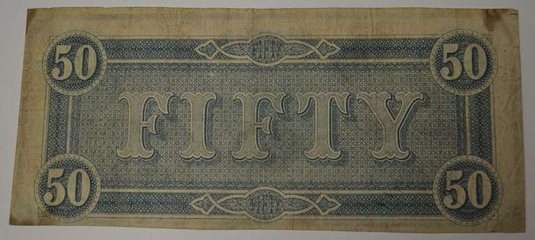 February 17th 1864 Confederate $50 CS-66, Circulated.