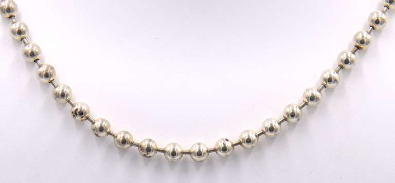 Vintage Sterling Silver Beaded Silver Necklace