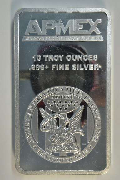 Apmex 10 Troy Oz. pure .999 fine silver bar in plastic
