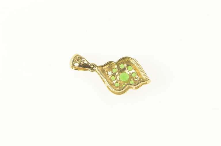 14K Yellow Gold Round Tsavorite Garnet Cluster Statement Pendant