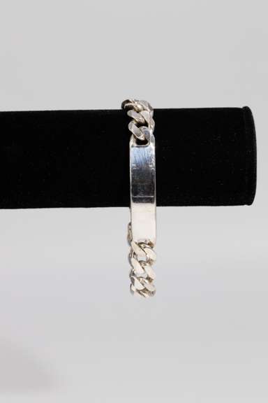 Italian .925 Sterling Silver 11mm Curb Link ID Bracelet 8 Inches