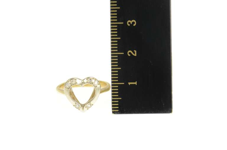 14K Yellow Gold Retro Diamond Heart Love Symbol Promise Ring