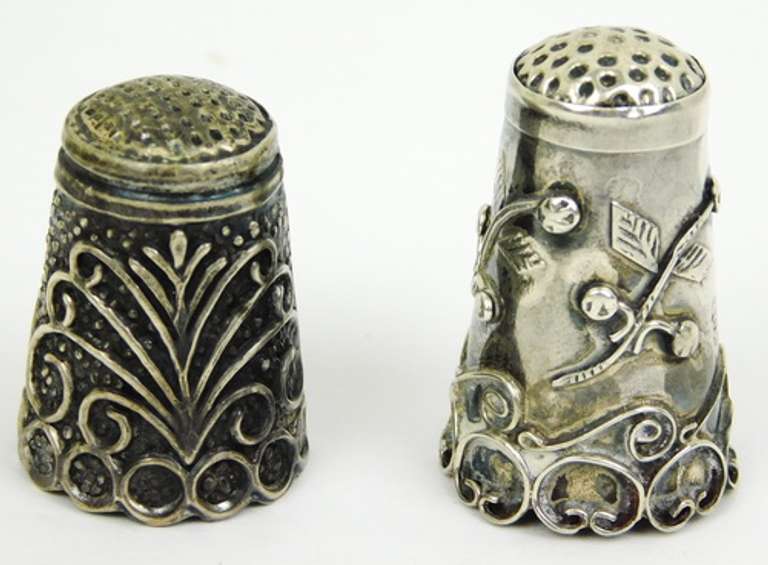 2 Ornate Vintage Sterling Silver Thimbles