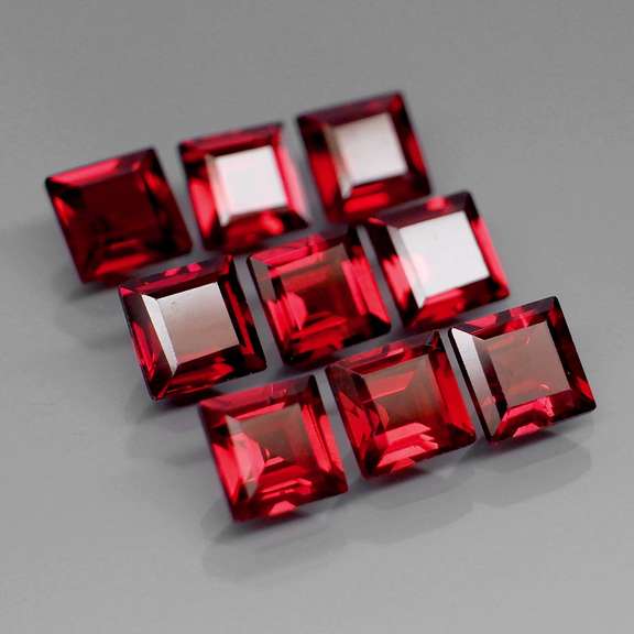 Premium 8.44ct princess cut cherry red Garnet set