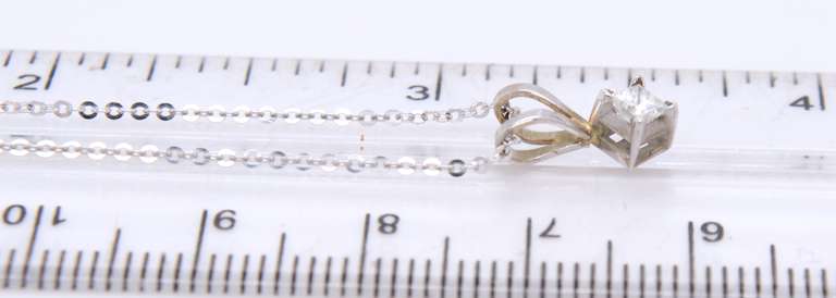 Lovely White Gold Princess Cut Diamond Pendant on Chain