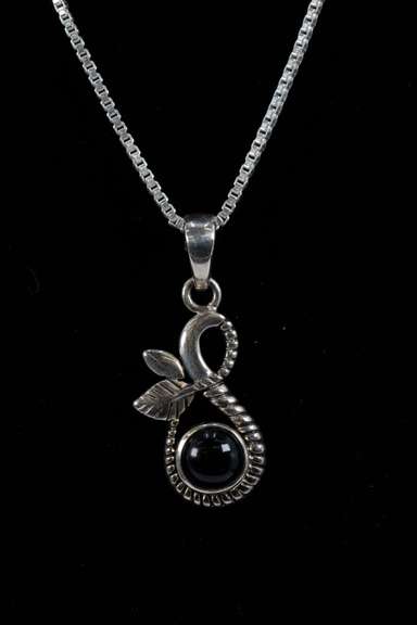 Sterling Silver Black Onyx Gemstone Pendant