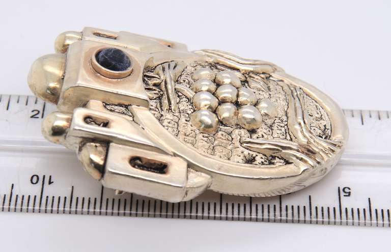 Frank Meisler Israel and Lapis Signed 925 Sterling Silver Pendant Brooch