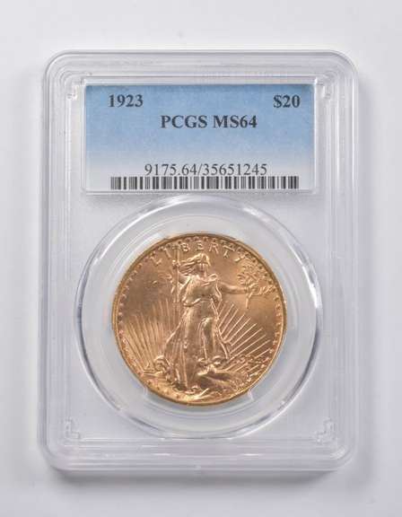 MS64 1923 $20 Saint-Gaudens Gold Double Eagle PCGS