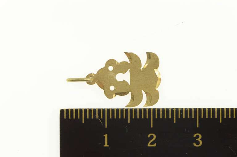 14K Yellow Gold Stylized Diamond Cut Teddy Bear Animal Charm/Pendant