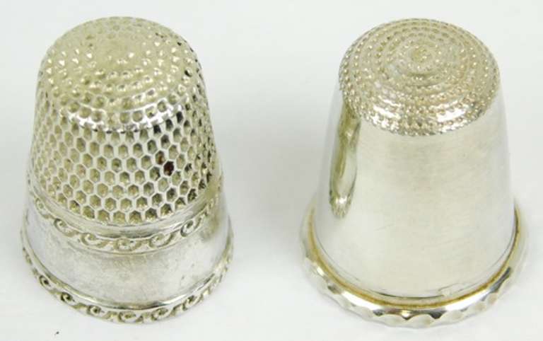 2 Antique Sterling Silver Thimbles