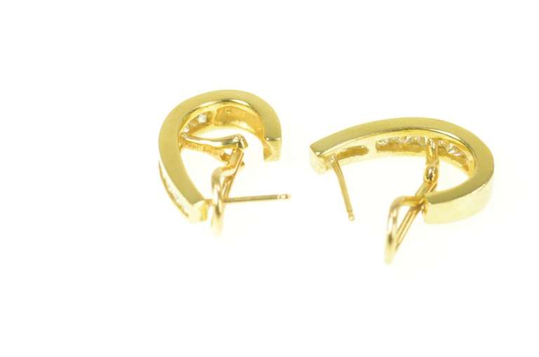 18K Yellow Gold 1.32 Ctw Curved French Clip Hoop Statement Earrings