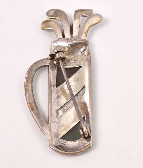 Amazing Gold Clubs Sterling Silver Pin
