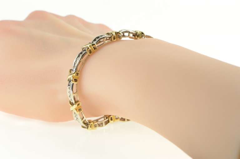 10K White Gold 1.75 Ctw Two Tone Diamond X Tennis Bracelet