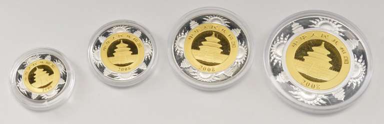 2008 China Panda Lunar 4 Coin Prestige Set - Rat - 1/10-1 Oz Gold