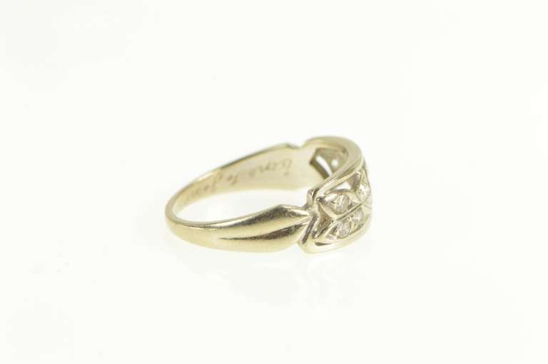 14K White Gold 0.25 Ctw 1940's Diamond Ornate Scroll Band Ring