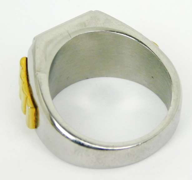 Men's Stainless Diamond Cluster Ring, Size 10.5