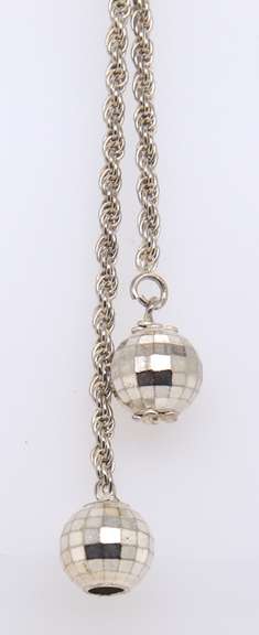 Italian 925 Sterling Silver Rope Chain Necklace with Ball Charms