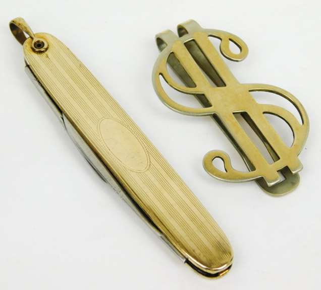 Vintage 12K Gold Filled Pocket Knife & Money Clip