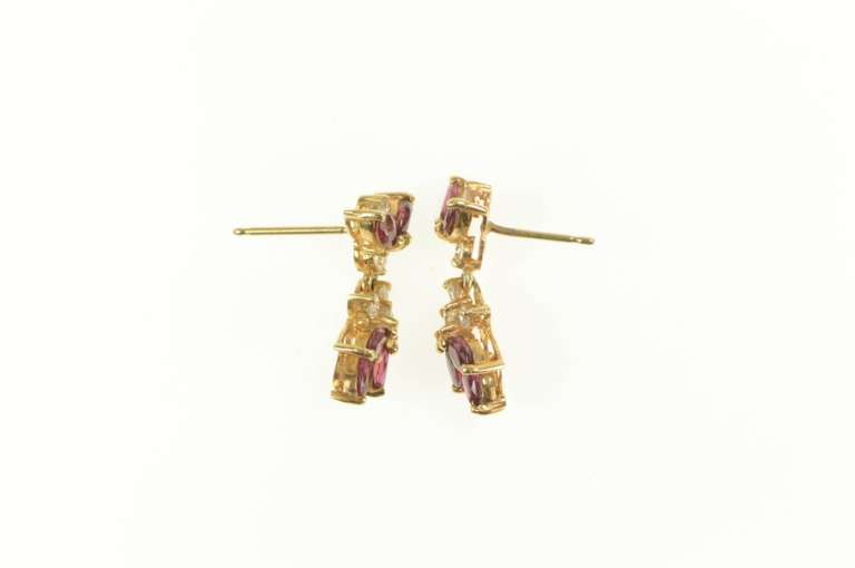 14K Yellow Gold Marquise Ruby Dangle Diamond Accent Earrings