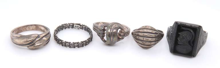 Group Lot of 5 Vintage 925 Sterling Silver Rings
