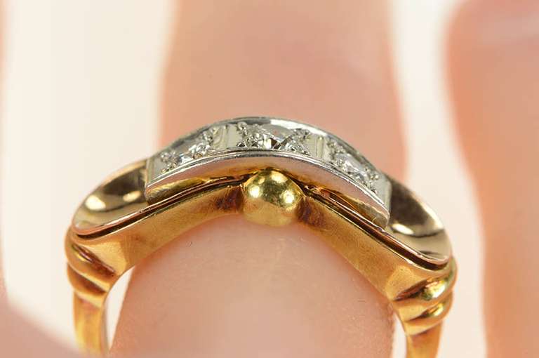 14K Yellow Gold 0.30 Ctw 1940's Diamond Ornate Statement Ring