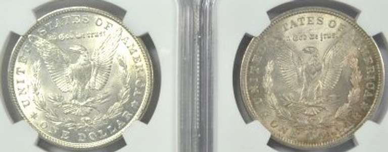 Choice BU 1902-O & 1921 Morgan Silver Dollars. NGC MS63