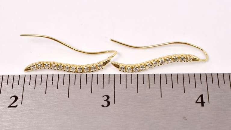 Wonderful CZ Wire Earrings in 14K Yellow Gold