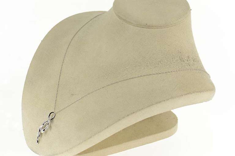 14K White Gold 0.28 Ctw Diamond Encrusted Leaf Branch Vine Necklace