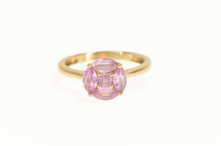 18K Rose Gold Pink Sapphire Illusion Solitaire Cluster Ring