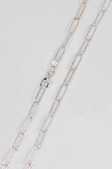 .925 Sterling Silver 3.5mm Paperclip Chain 16 Inches