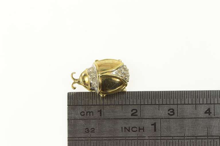 10K Yellow Gold Diamond Inset Lady Bug Good Luck Symbol Charm/Pendant