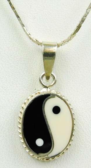 Sterling Ying & Yang Onyx Necklace & Ring