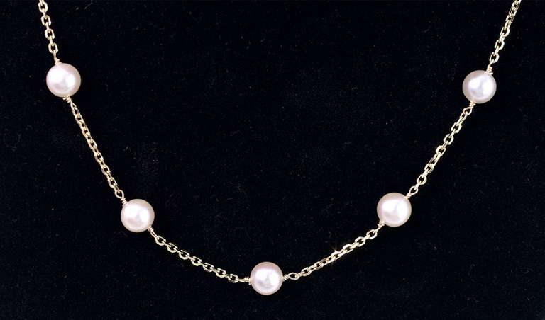 Lovely Pearl By The Yard Necklace in 14K Yellow Gold