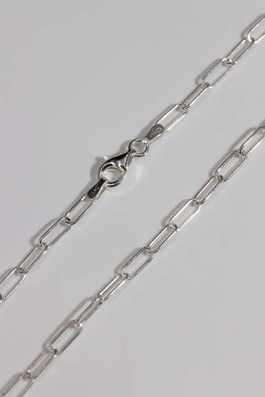 .925 Sterling Silver 3mm Paperclip Chain 16 Inches