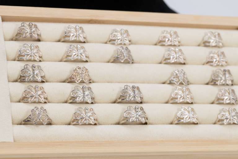 Lot of 24 Butterfly Rings - Sterling Silver - Various Ring Sizes