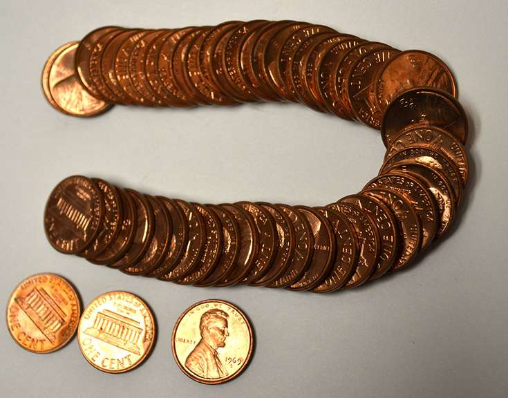 Roll Of Uncirculated 1969-S Lincoln Cents