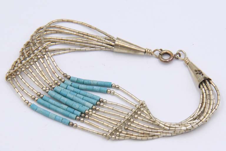 Vintage Sterling Silver Multi Strand Necklace with Matching Bracelet