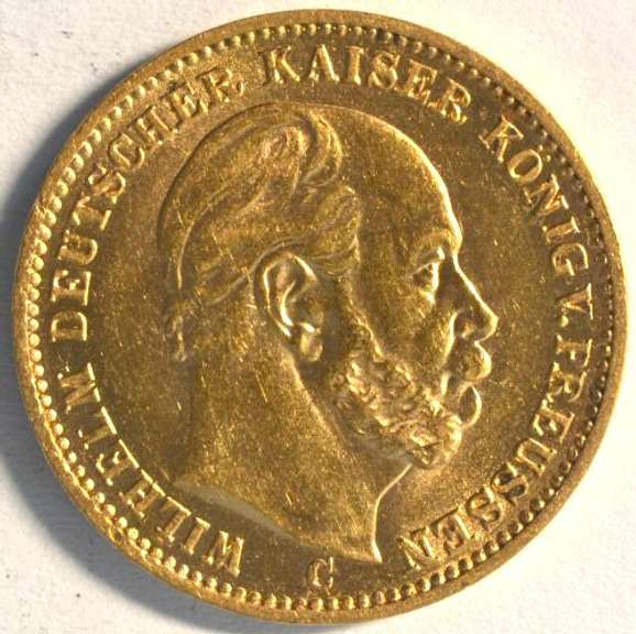 Blazing BU 1873 Germany (Prussia) 20 Marks Gold Piece.